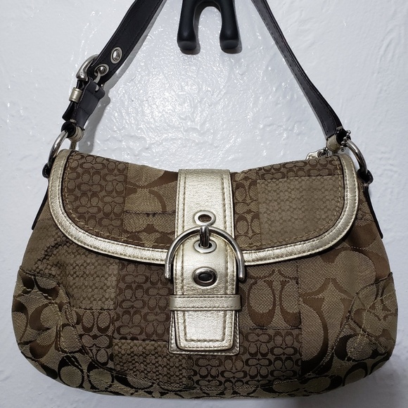 Coach Signature Patchwork shoulder hobo purse - Picture 2 of 8